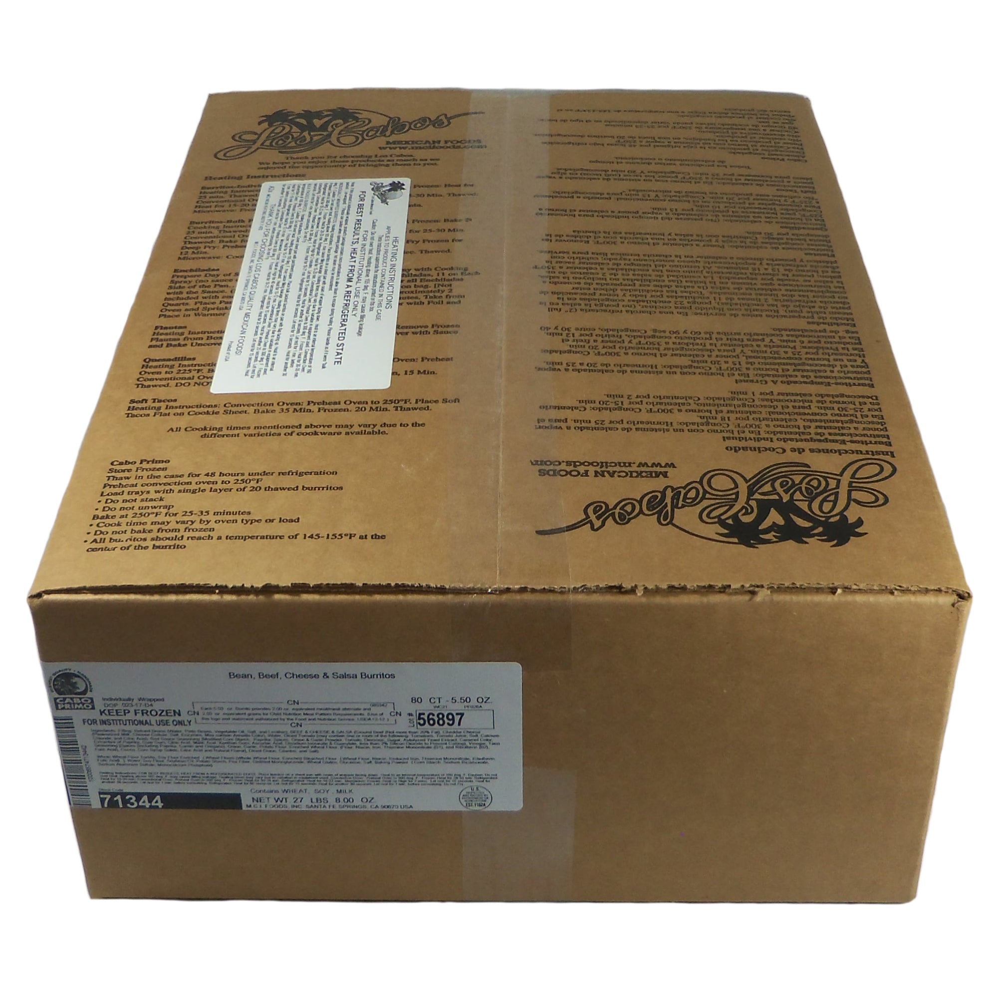 Cabo Primo Beef Bean & Cheese Salsa Burritochild Nutrition Individuall
