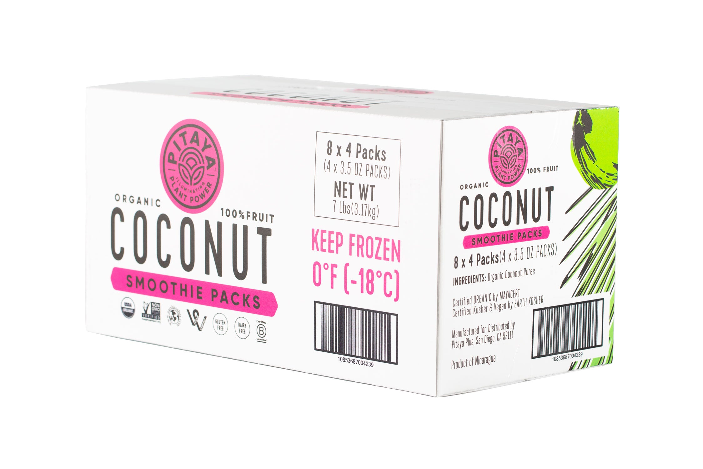 Pitaya Plus Organic Coconut Smoothie Packs 14 Ounce Size 8 Per Case.