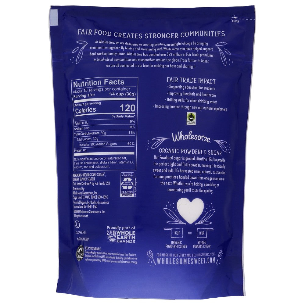 Wholesome Sugar Powder Organic Ftc - 16 Ounce, Case of 6