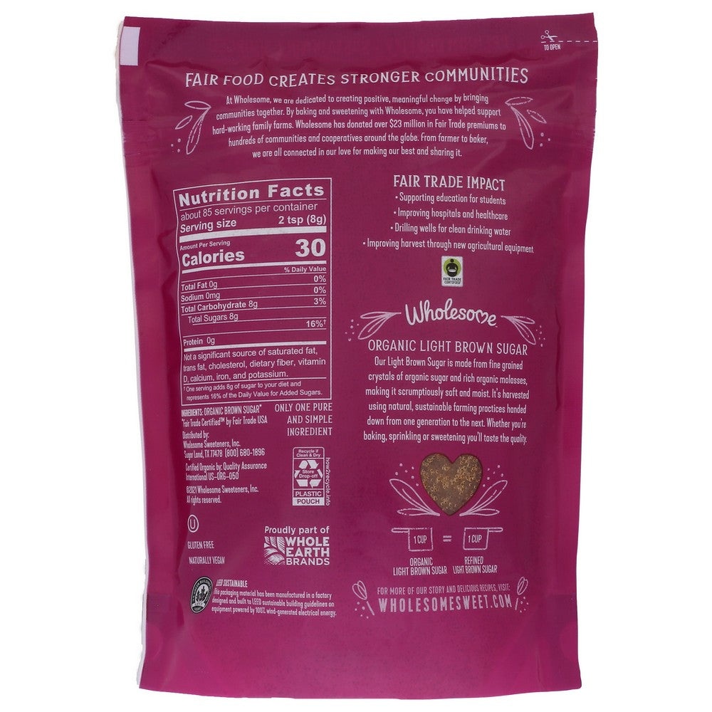 Wholesome Sugar Brown Lite Organic Ftc - 24 Ounce, Case of 6
