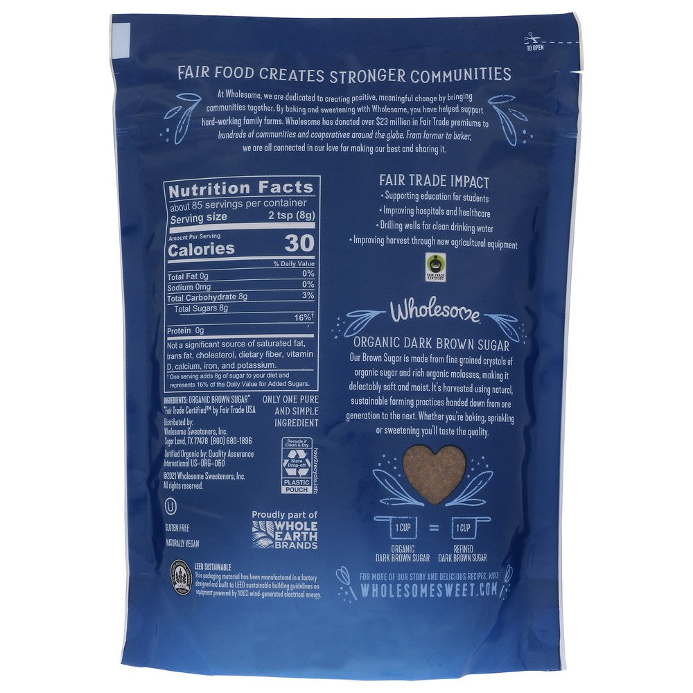 Wholesome Sugar Brown Dark Organic Ftc - 24 Ounce, Case of 6