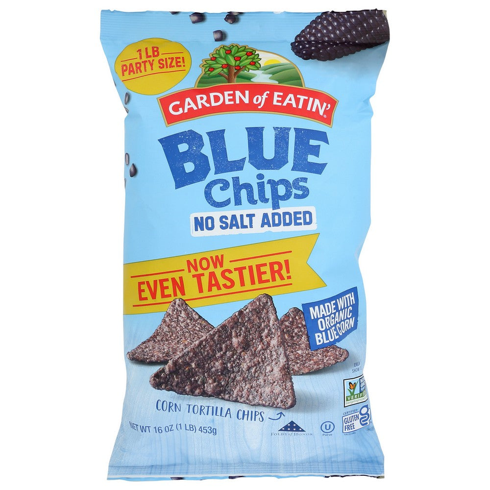 Garden Of Eatin Chip Blue No Salt - 16 Ounce, Case of 12
