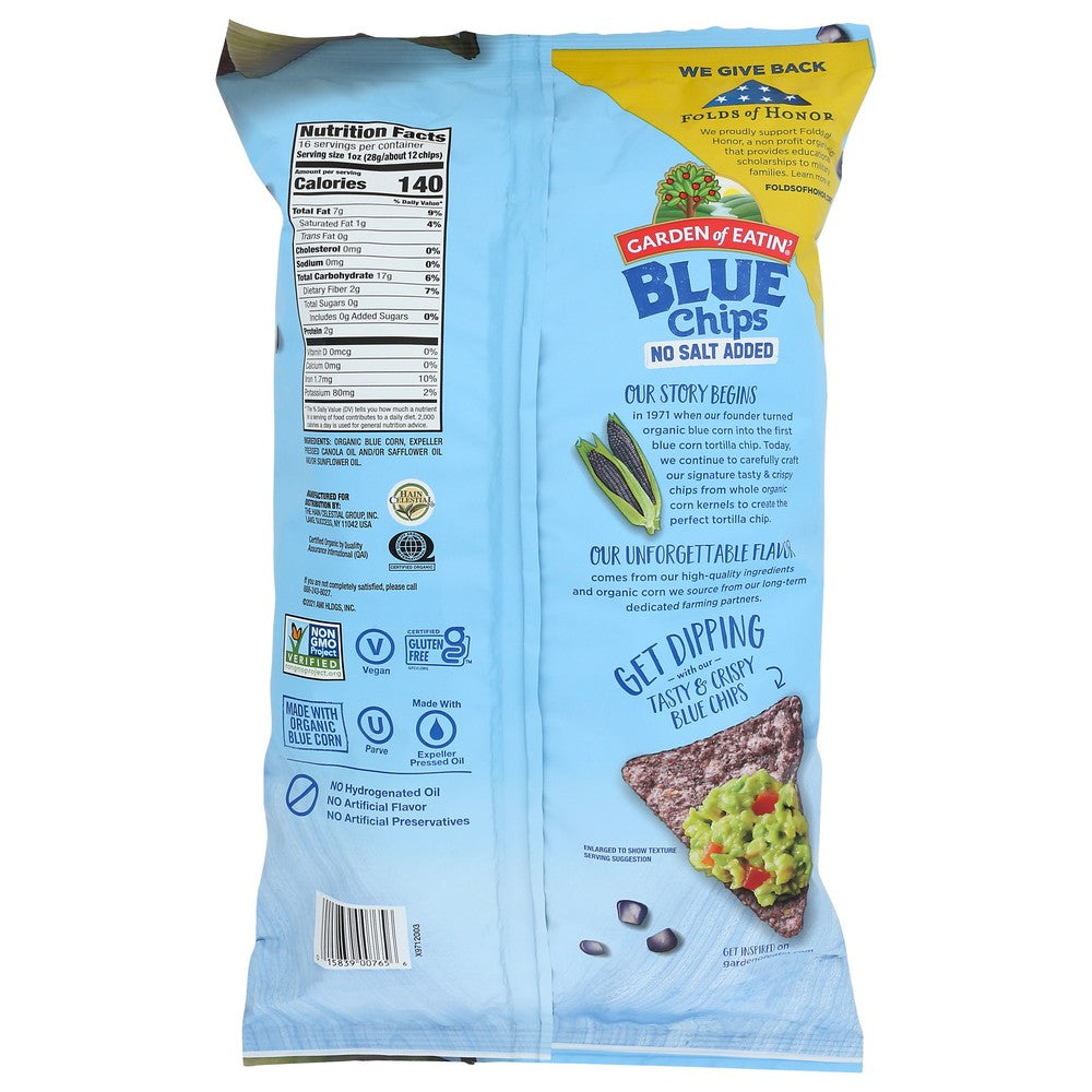 Garden Of Eatin Chip Blue No Salt - 16 Ounce, Case of 12