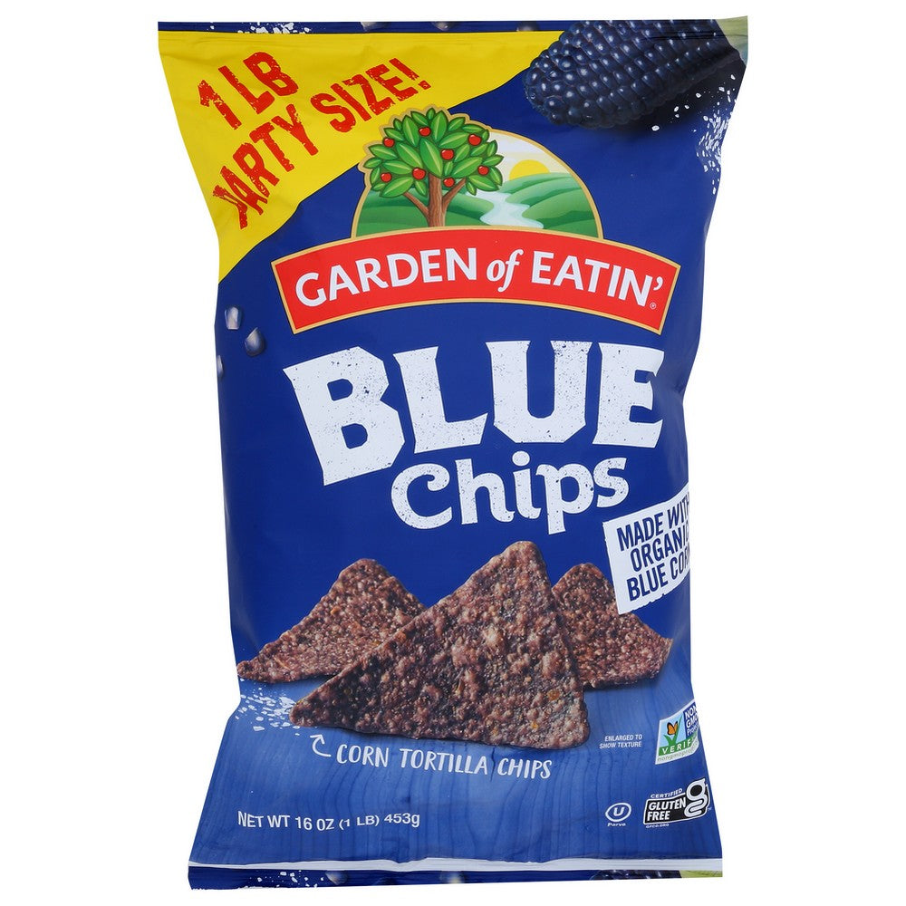 Garden Of Eatin Chip Tortilla Blue Corn Party - 16 Ounce, Case of 12