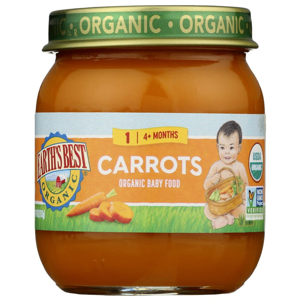 Earths Best Strained Carrots Organic - 4 Ounce, Case of 10