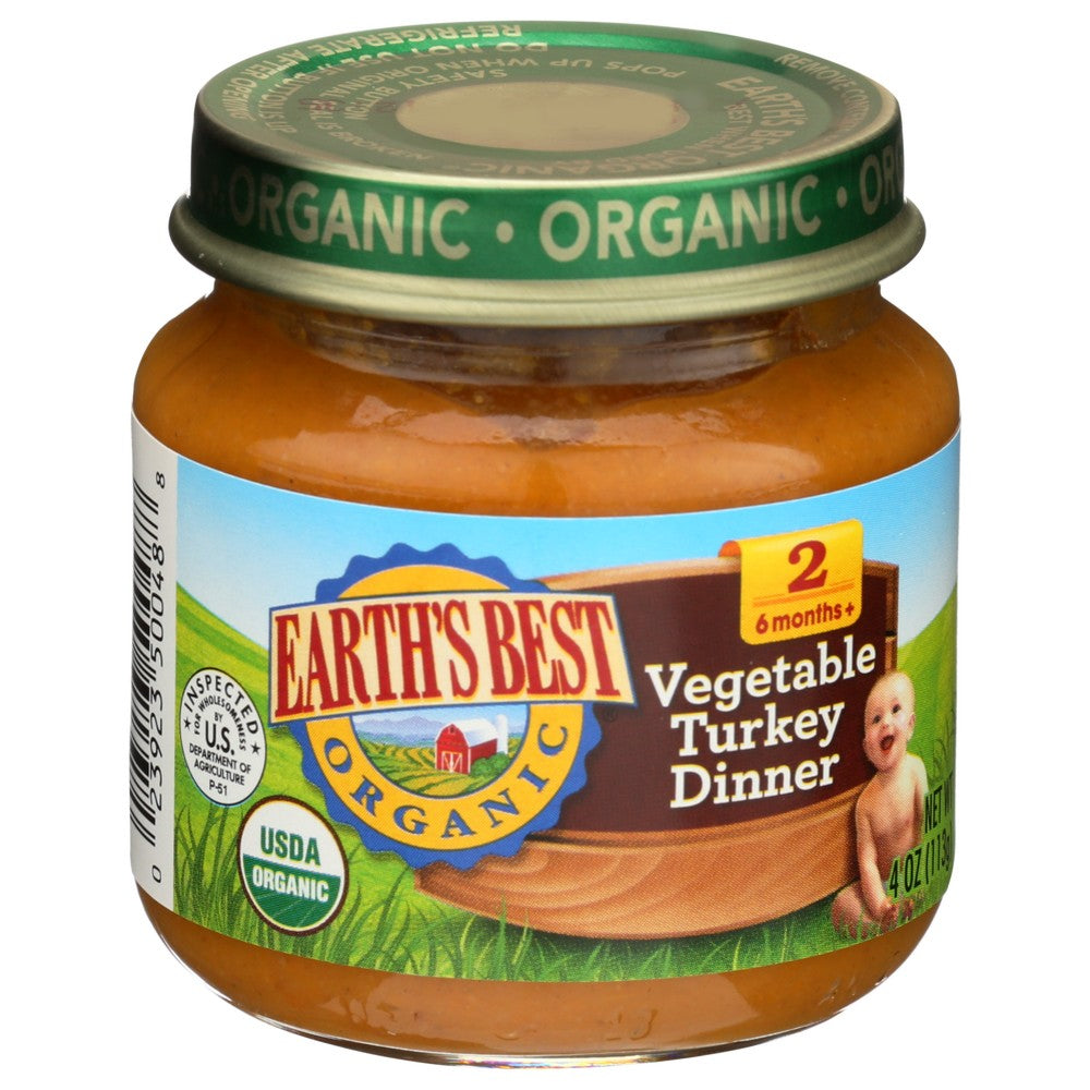 Earths Best Strained Trky & Veg Organic - 4 Ounce, Case of 10