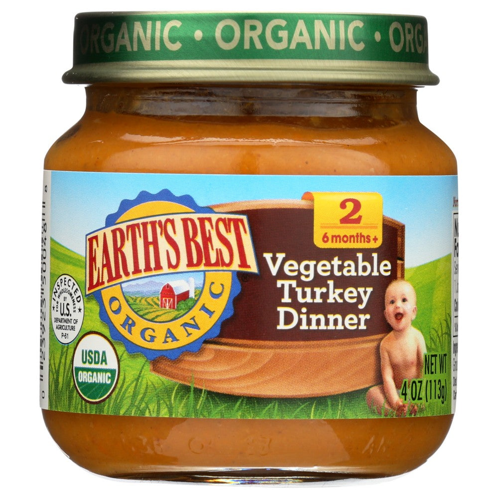 Earths Best Strained Trky & Veg Organic - 4 Ounce, Case of 10
