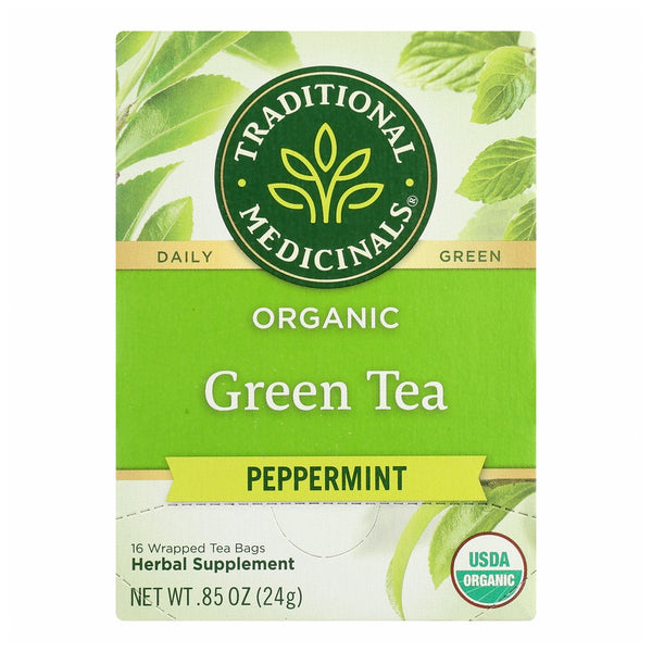 Traditional Medicinals Tea Grn Peppermint Organic - 16 Bag,  Case of 6