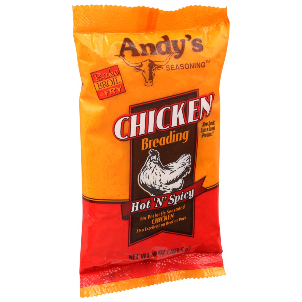 Andys Breading Chicken Hot - 10 Ounce, Case of 6