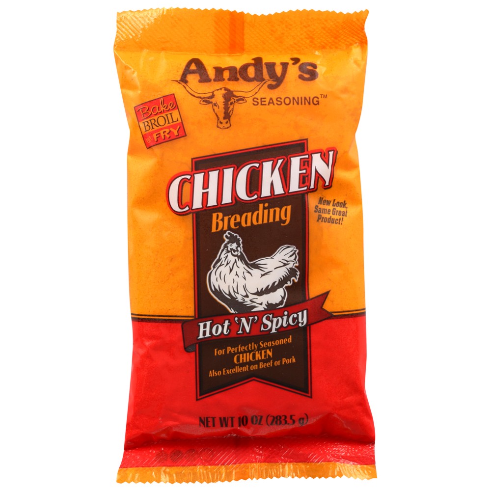 Andys Breading Chicken Hot - 10 Ounce, Case of 6