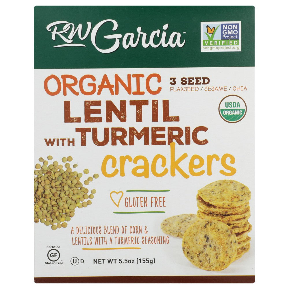Rw Garcia Crackers Lentil Trmrc Organic - 6 Ounce, Case of 6