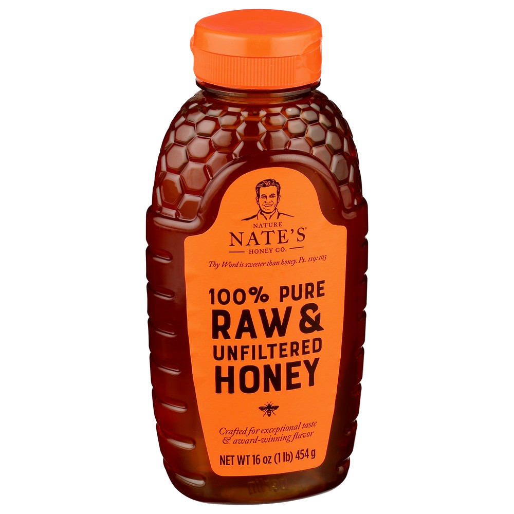 Nature Nates Honey 100% Raw Unfltrd - 16 Ounce, Case of 6