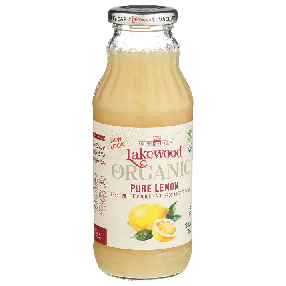 Lakewood Juice Lemon Pure Organic - 13 Fluid Ounce, Case of 12