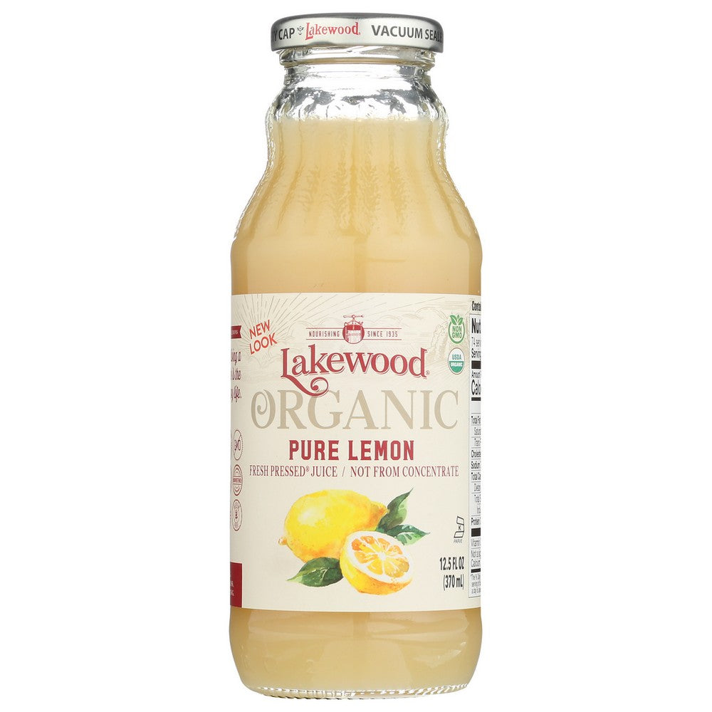 Lakewood Juice Lemon Pure Organic - 13 Fluid Ounce, Case of 12
