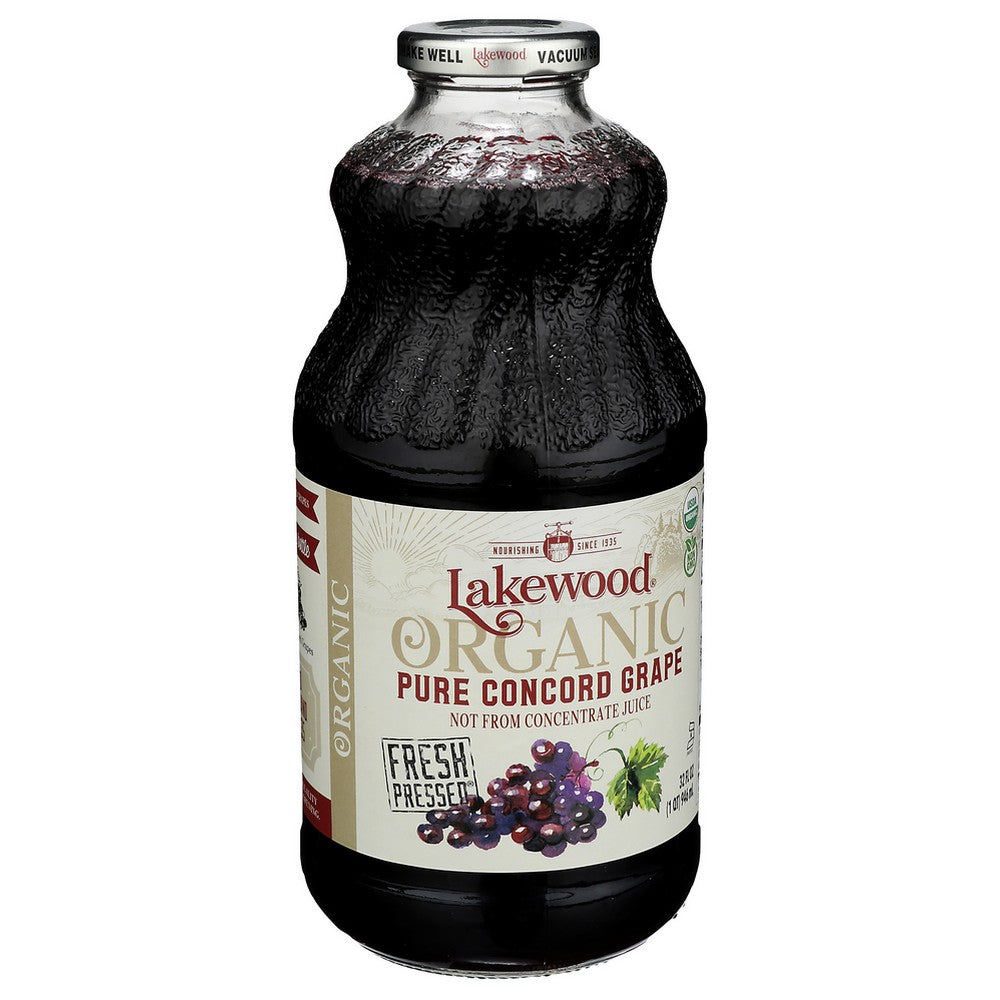 Lakewood Juice Grape Concord Organic - 32 Fluid Ounce, Case of 6