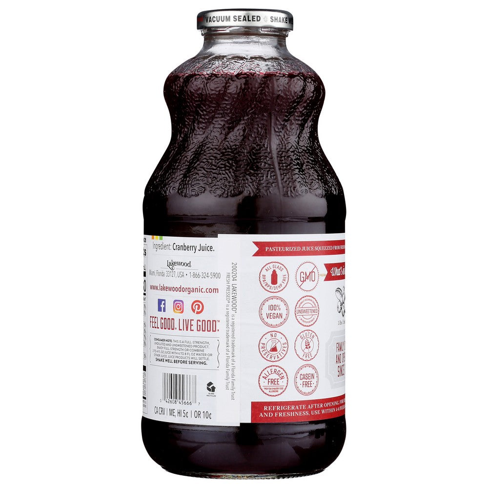 Lakewood Juice Cranberry Pure - 32 Fluid Ounce, Case of 6