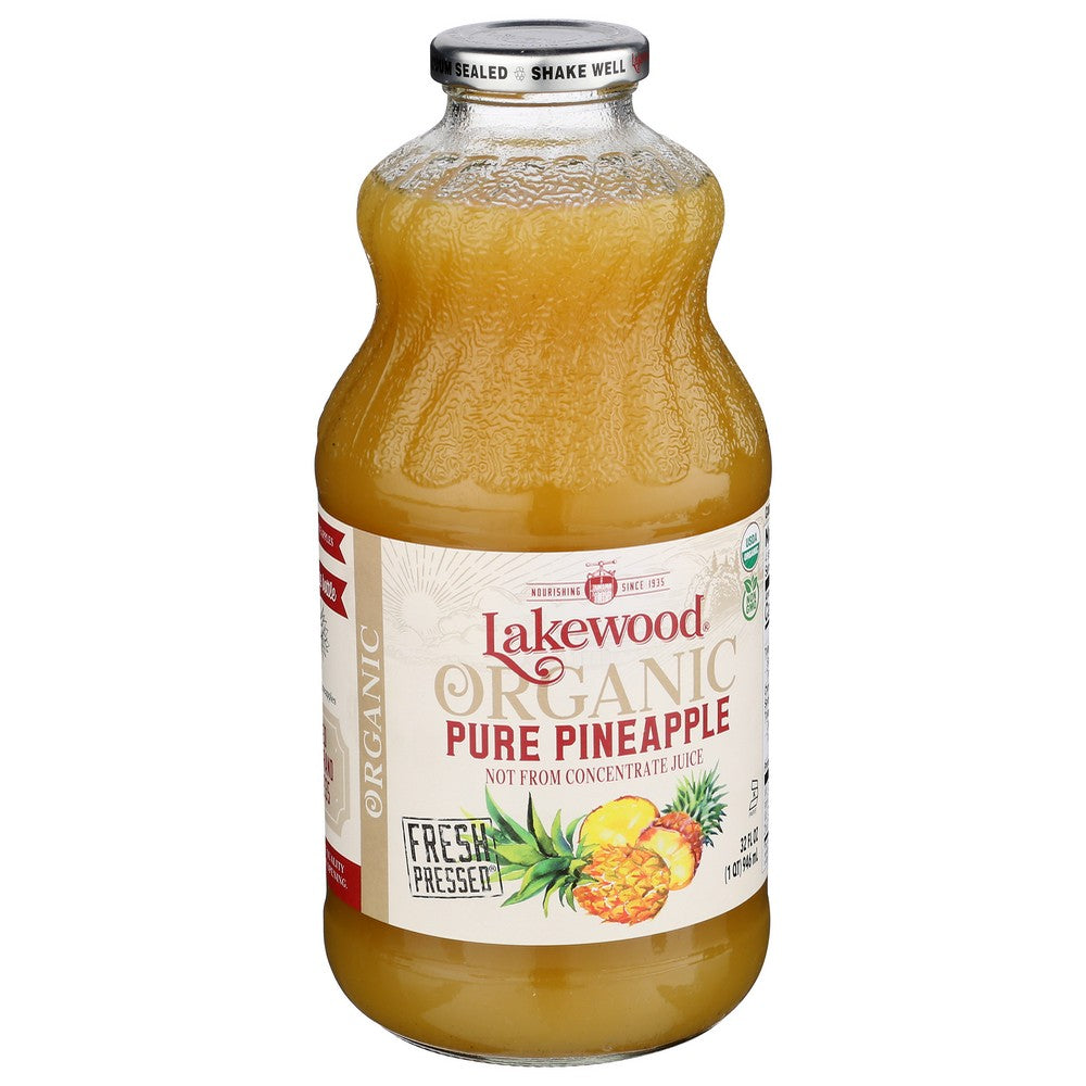 Lakewood Juice Pineapple Pure Organic - 32 Fluid Ounce, Case of 6