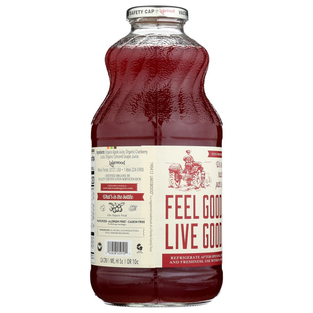 Lakewood Juice Cranberry Blend Organic - 32 Fluid Ounce, Case of 6