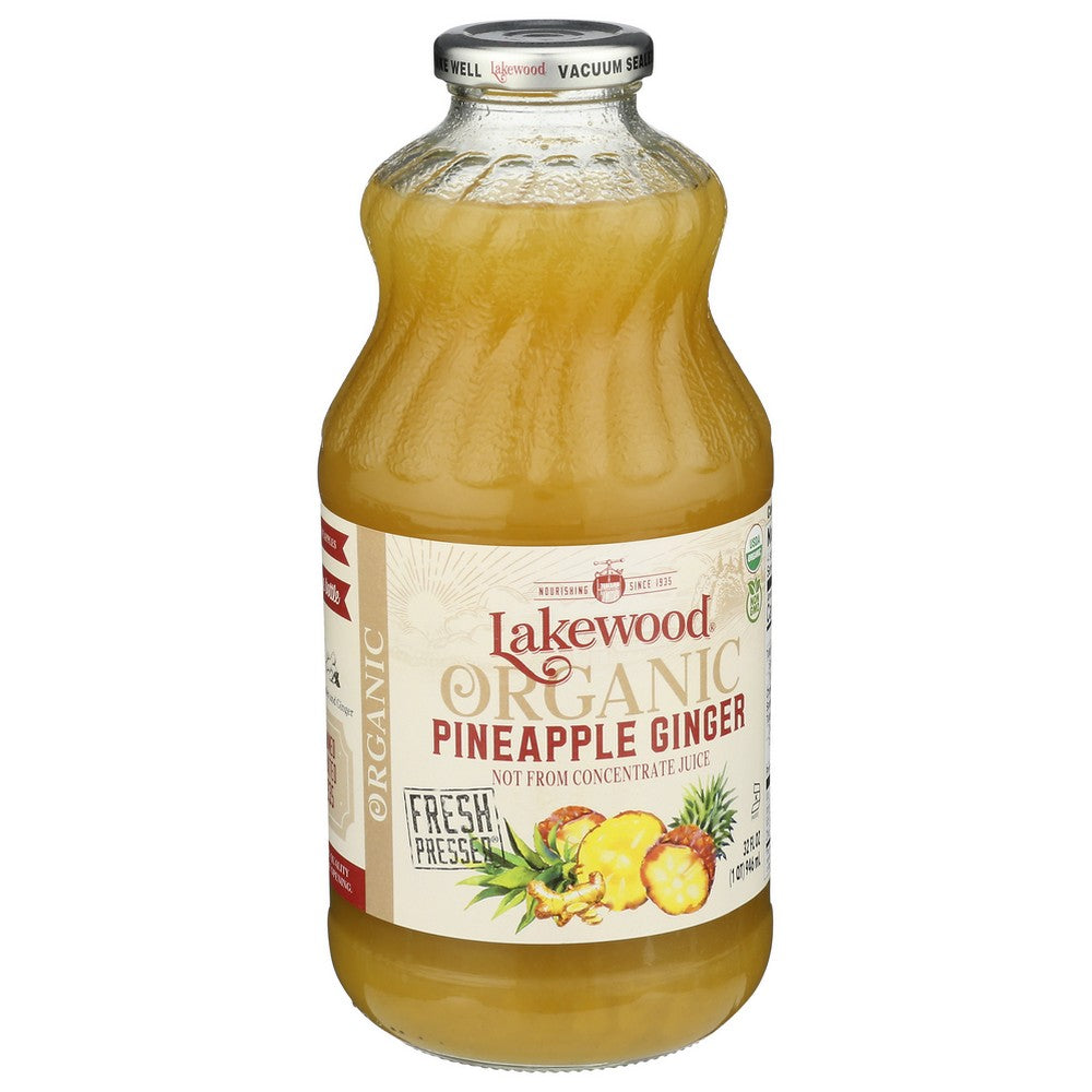 Lakewood Juice Pnappl Gngr Organic - 32 Fluid Ounce, Case of 6