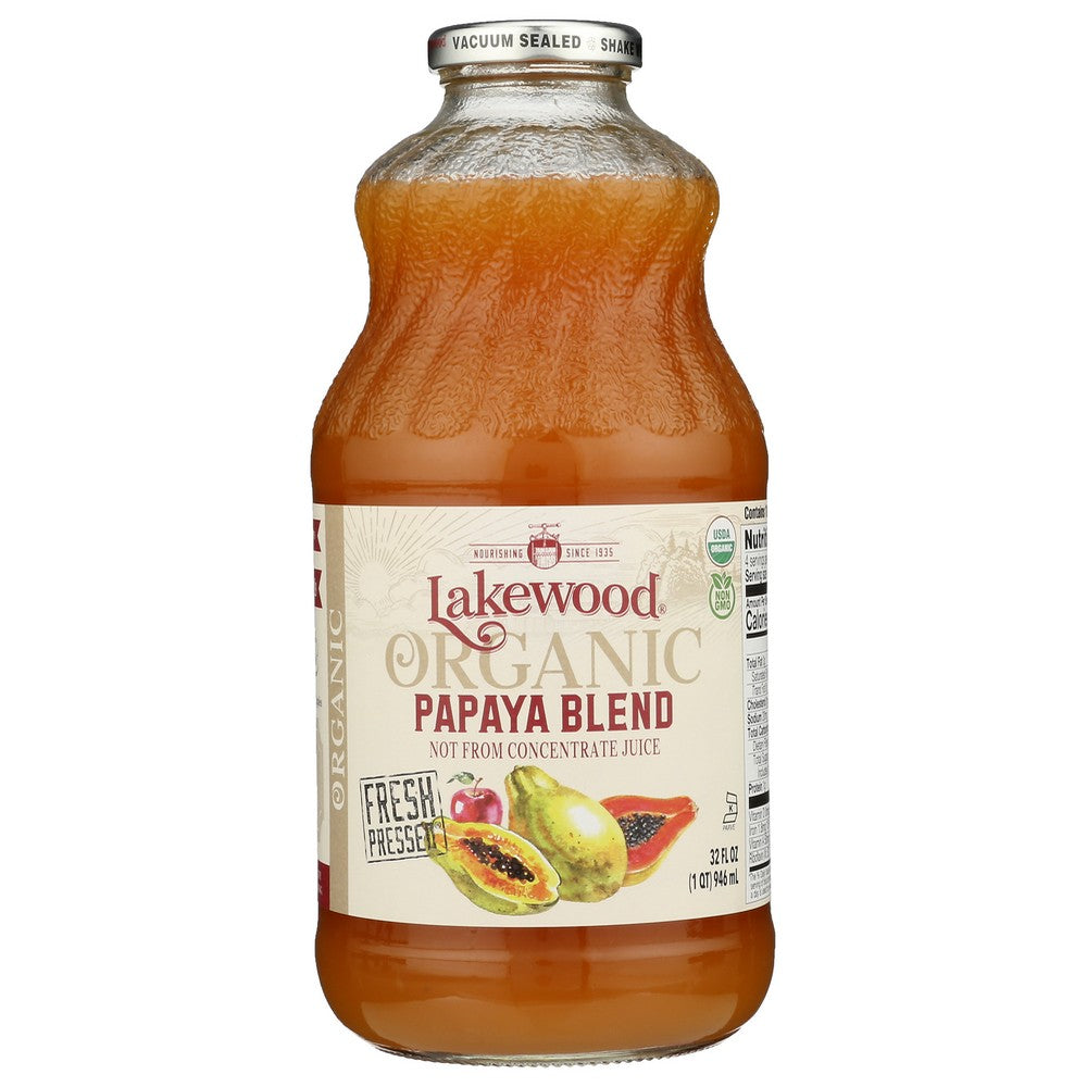 Lakewood Juice Papaya Organic - 32 Fluid Ounce, Case of 6