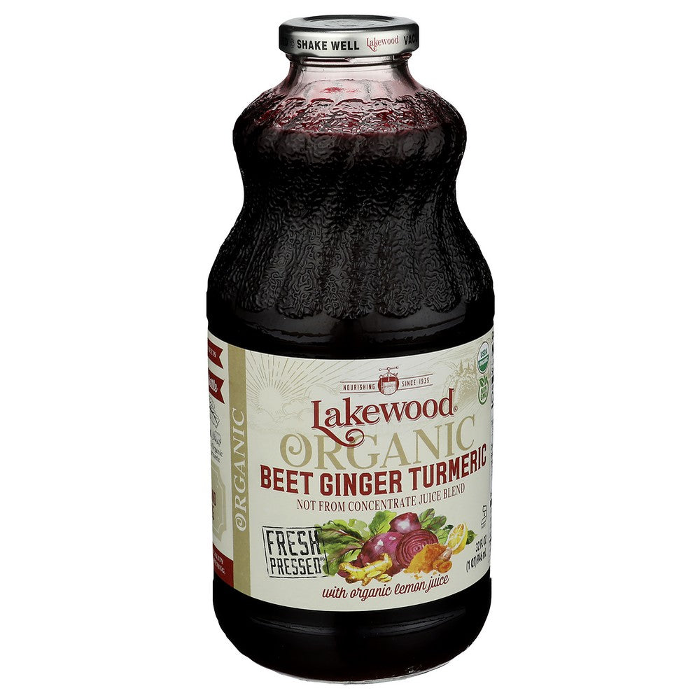 Lakewood Juice Beet Gnge Trmrc Organic - 32 Fluid Ounce, Case of 6