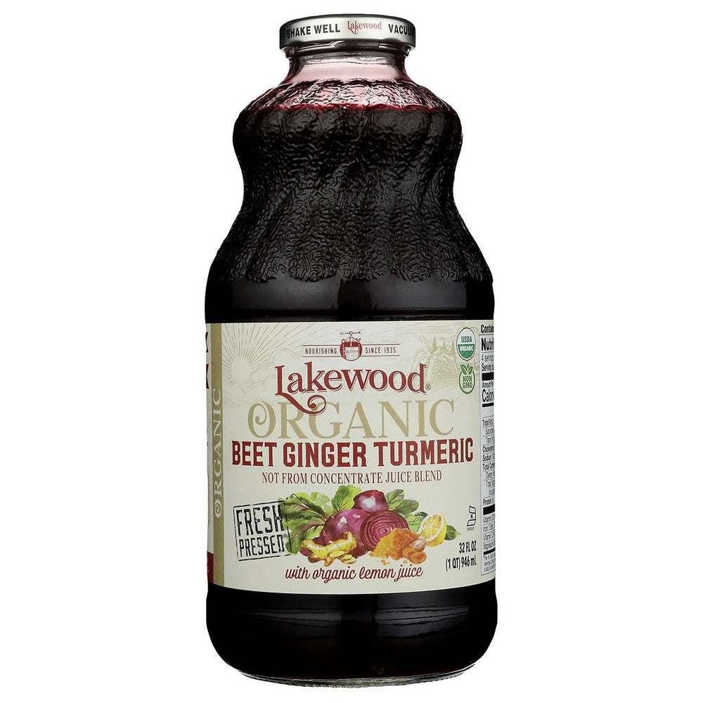 Lakewood Juice Beet Gnge Trmrc Organic - 32 Fluid Ounce, Case of 6