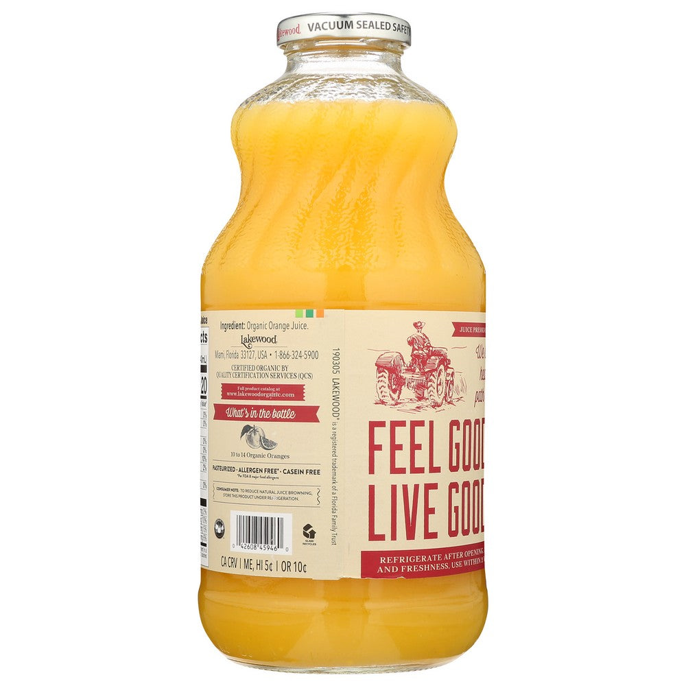 Lakewood Juice Orange Organic - 32 Fluid Ounce, Case of 6