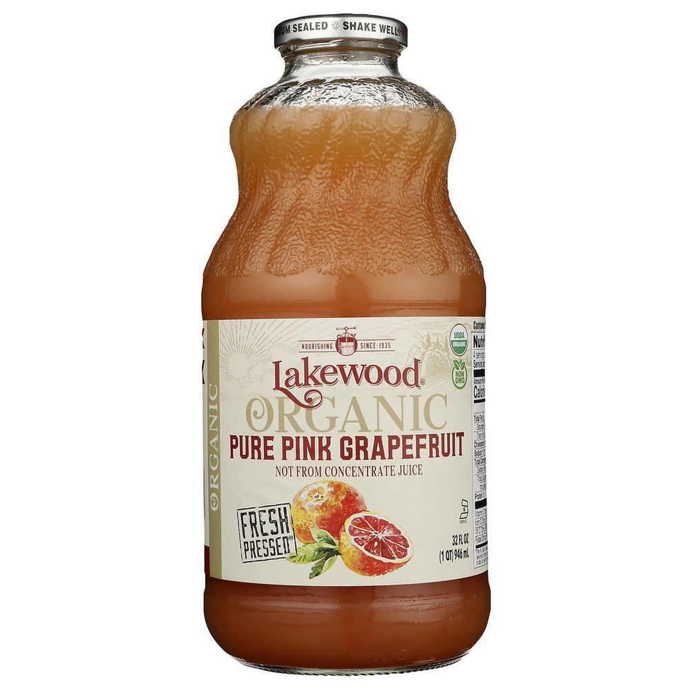 Lakewood Juice Pink Grapefruit Organic - 32 Fluid Ounce, Case of 6
