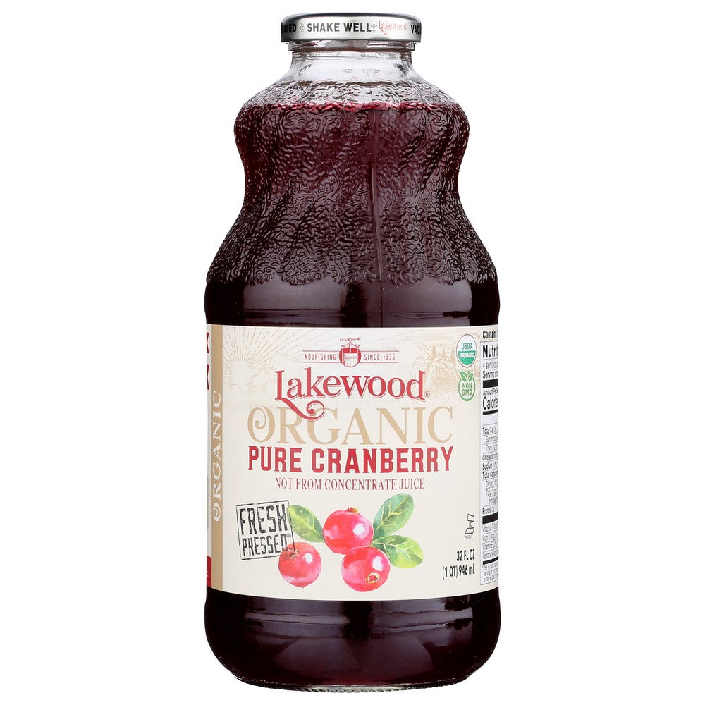 Lakewood Juice Cranberry Pure Organic - 32 Fluid Ounce, Case of 6