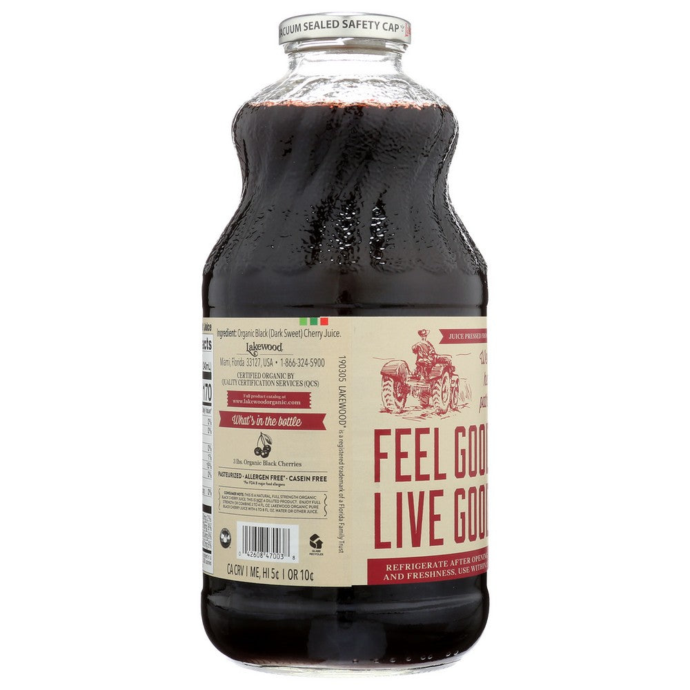 Lakewood Juice Black Cherry Pure Organic - 32 Fluid Ounce, Case of 6