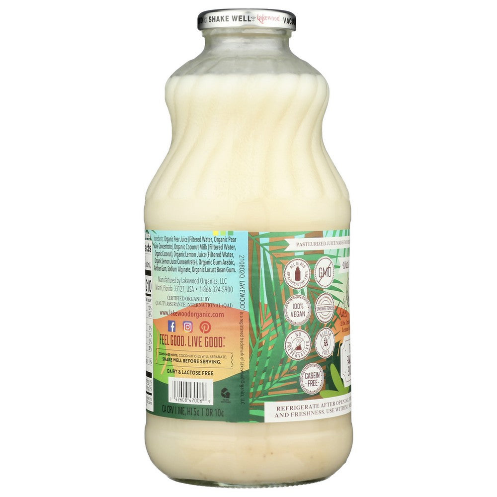 Lakewood Juice Coconut Milk Organic - 32 Fluid Ounce, Case of 6