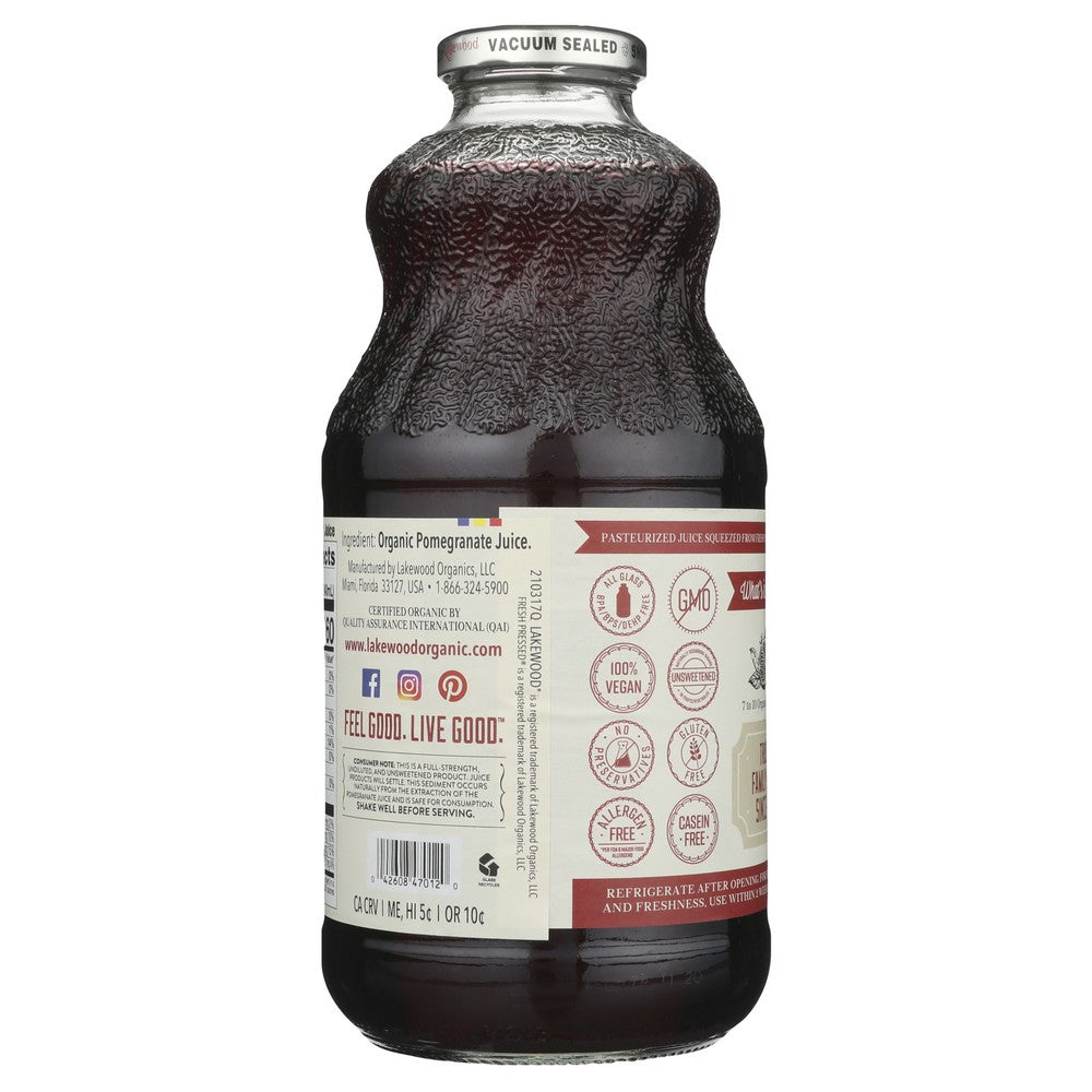 Lakewood Juice Pomegranate Pure Or - 32 Fluid Ounce, Case of 6