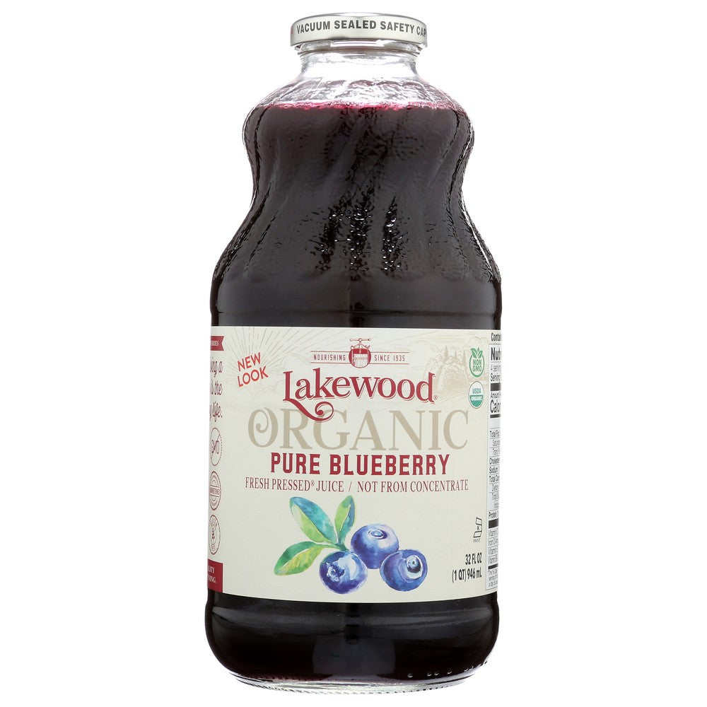 Lakewood Juice Blueberry Pure Organic - 32 Fluid Ounce, Case of 6