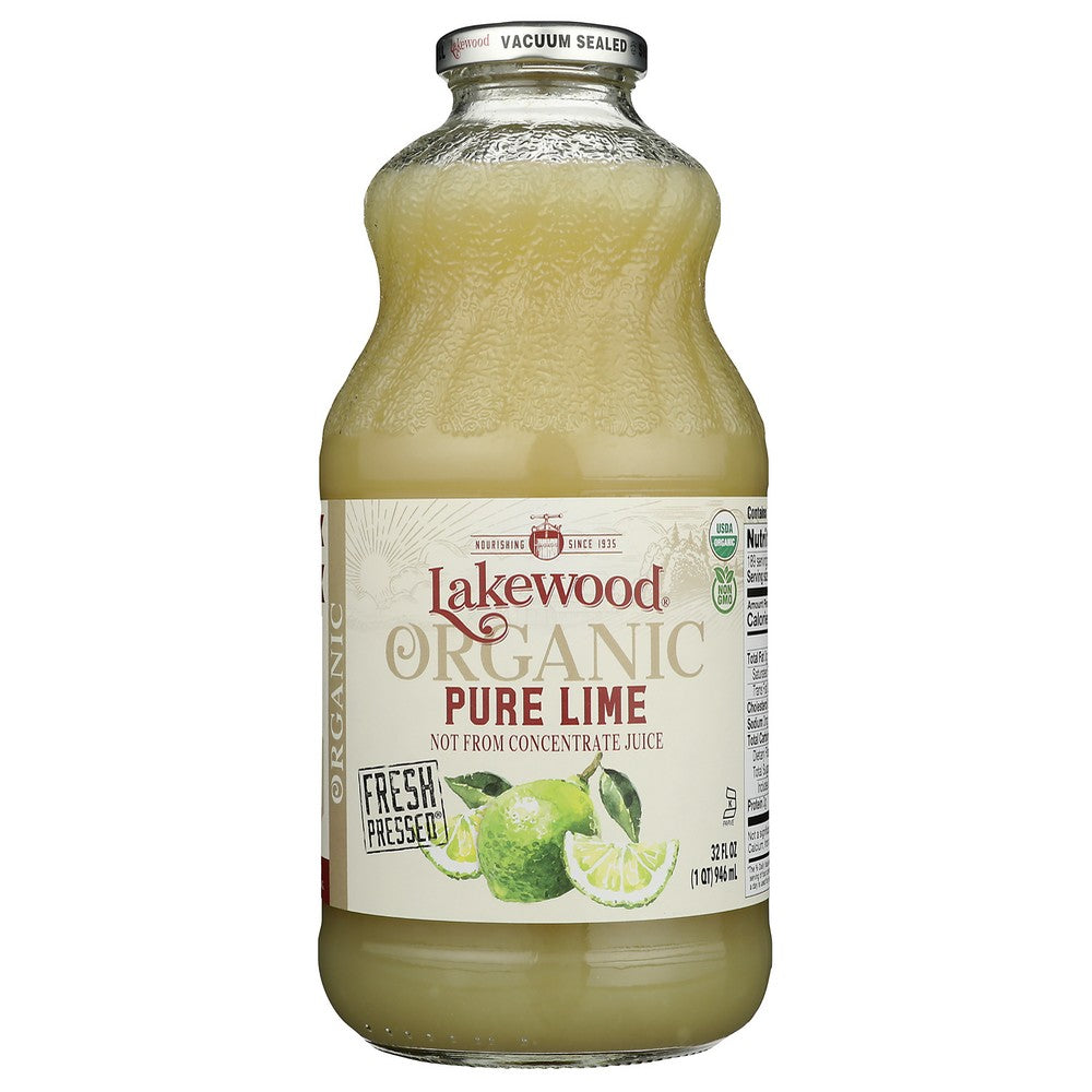 Lakewood Juice Pure Lime Organic - 32 Fluid Ounce, Case of 6