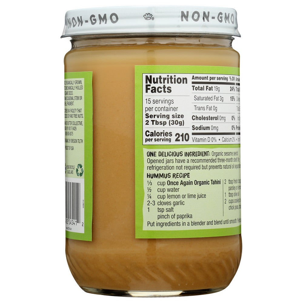 Once Again Tahini Organic - 16 Ounce, Case of 6