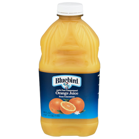Bluebird Shelf Stable Orange Juice 48 Fluid Ounce - 8 Per Case.