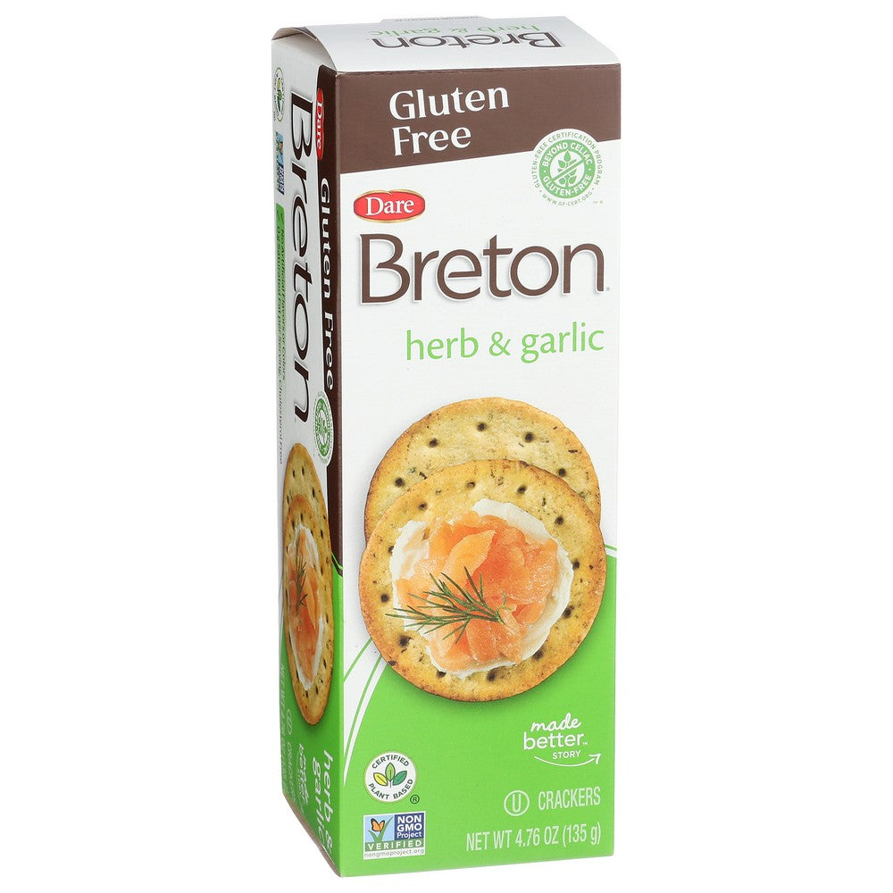 Dare Breton Crkr Herb Garlc - 5 Ounce, Case of 6