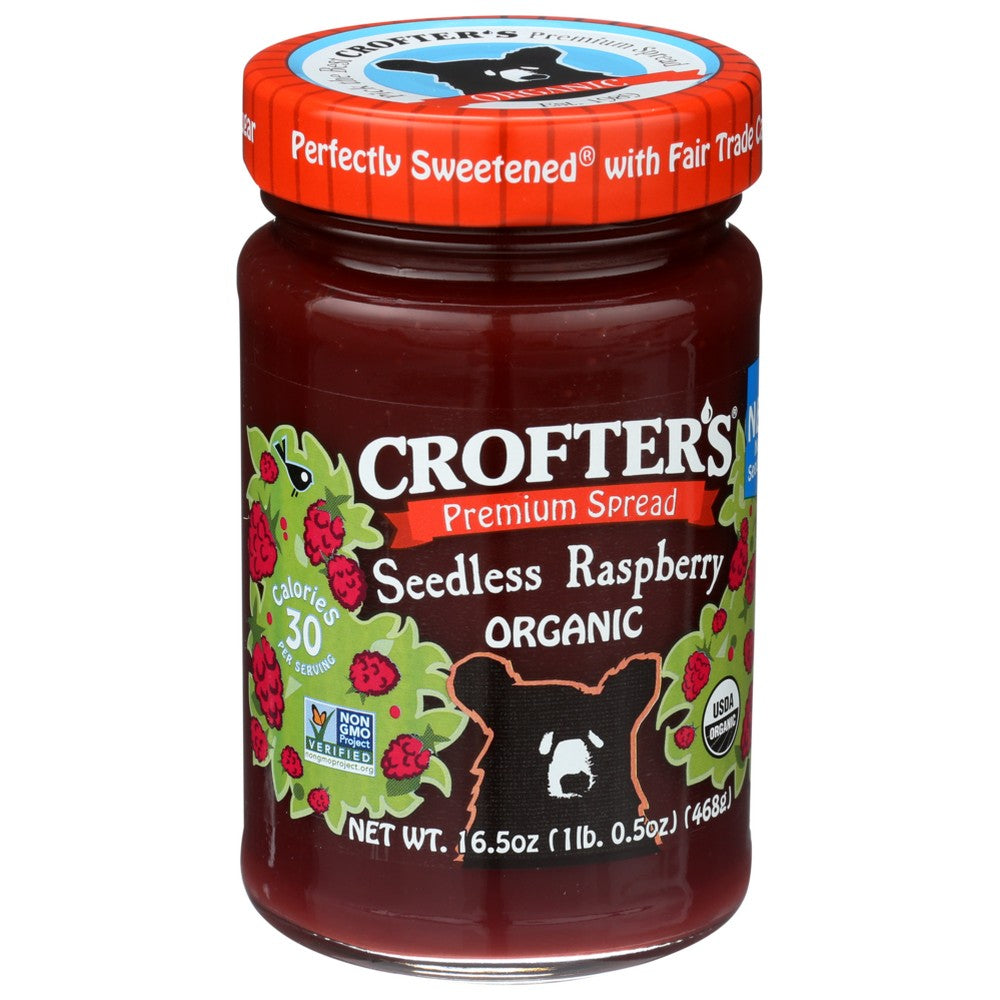 Crofters Conserve Raspberry Sdls Organic - 17 Ounce, Case of 6