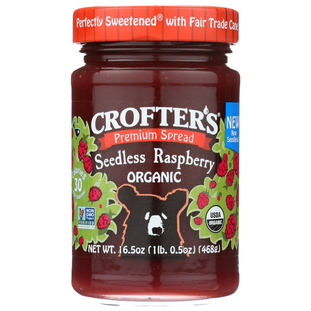 Crofters Conserve Raspberry Sdls Organic - 17 Ounce, Case of 6