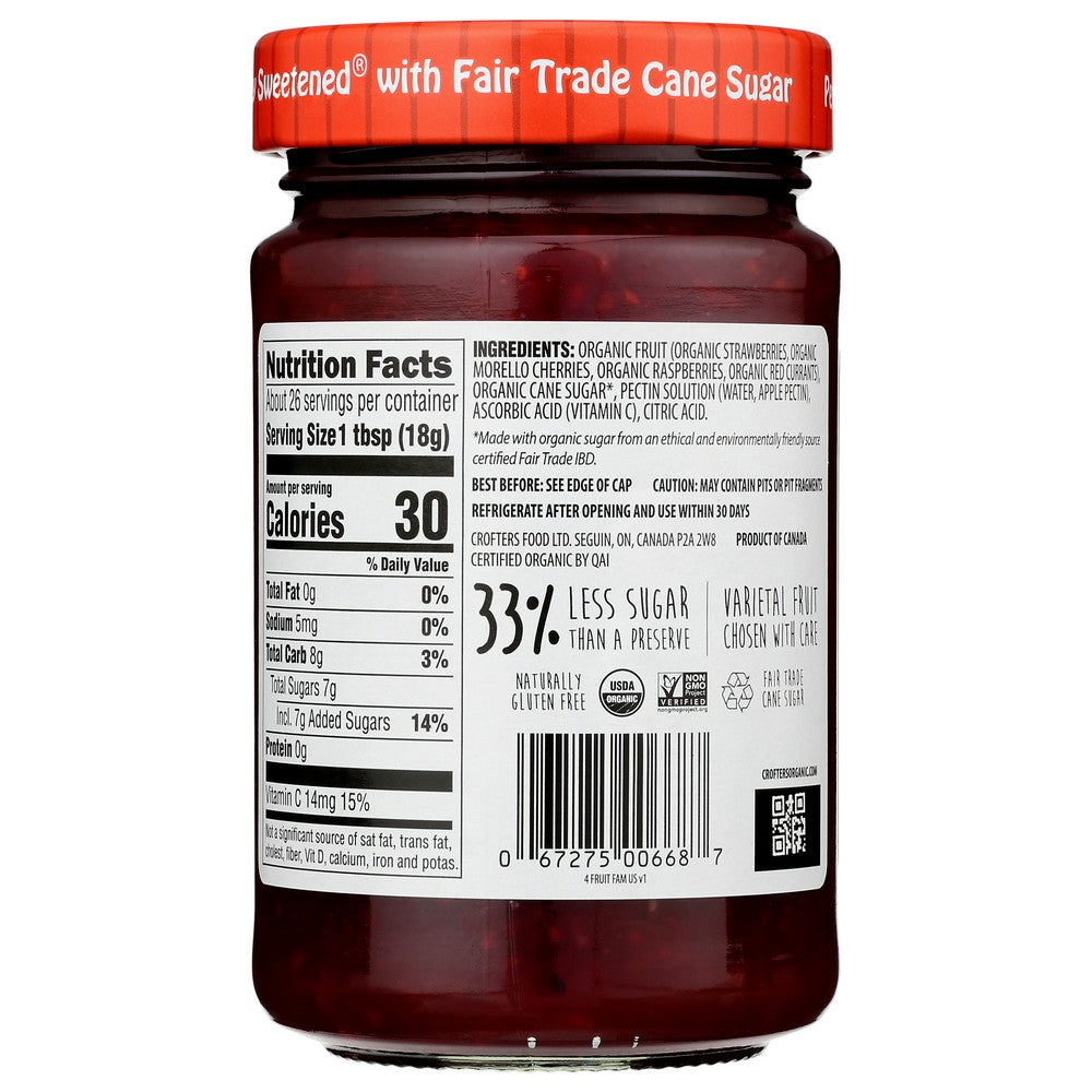Crofters Fruit Spread 4 Fruit - 17 Ounce, Case of 6