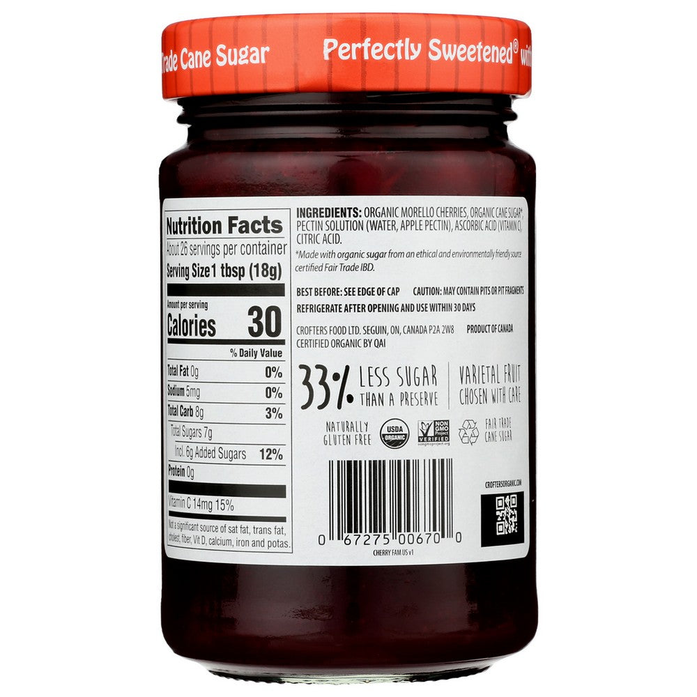 Crofters Fruit Spread Cherry Premi - 17 Ounce, Case of 6