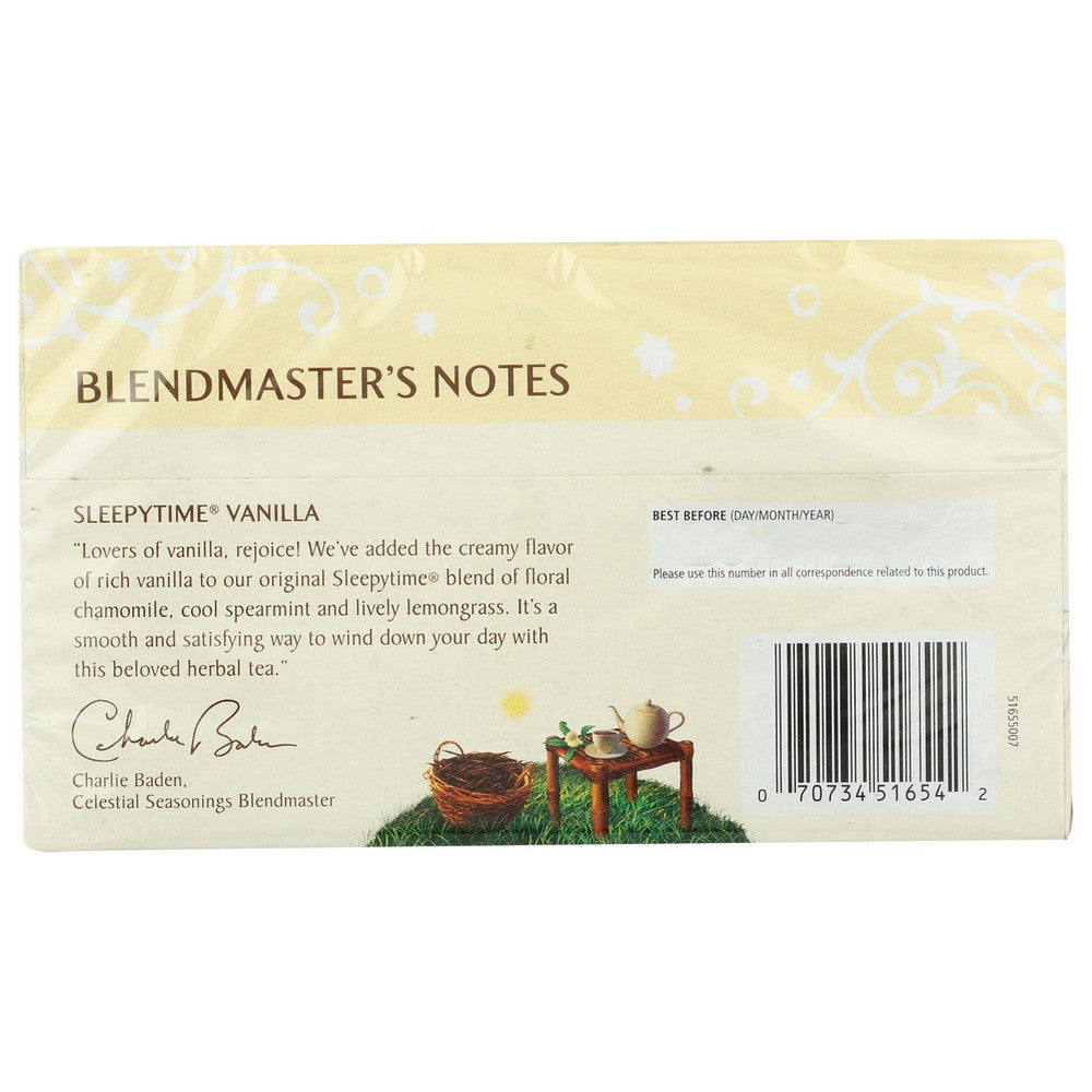 Celestial Seasonings Tea Herb Sleepytime Vanla - 20 Bag, Case of 6