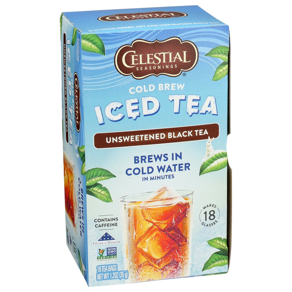 Celestial Seasonings Tea Cold Brew Unsweetene - 18 Bag, Case of 6