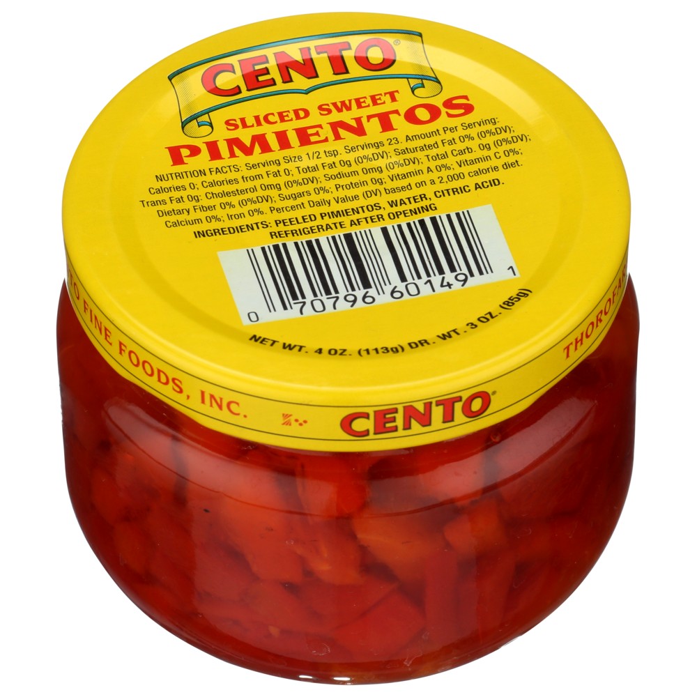 Cento Pimento Sliced - 4 Ounce, Case of 12