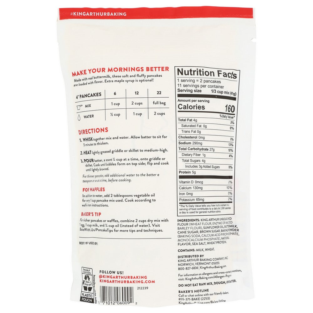 King Arthur Pancake Mix Buttermilk - 16 Ounce, Case of 6