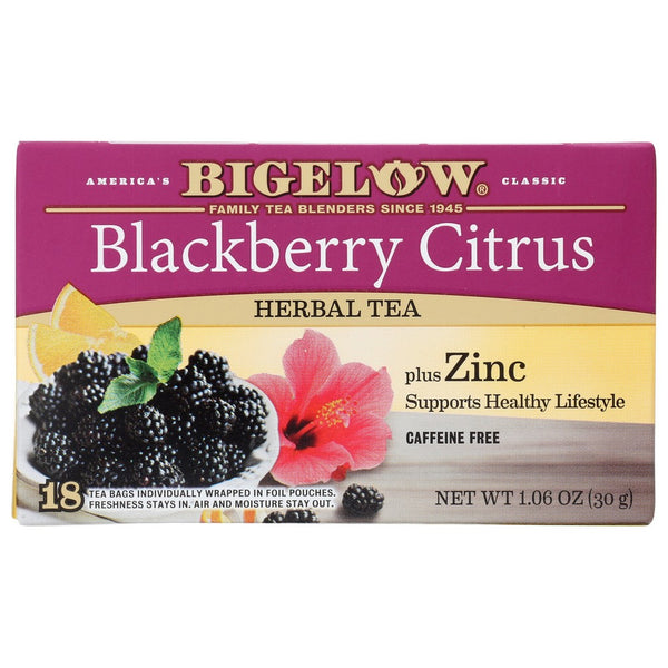 Bigelow® ,  Bigelow Blackberry Citrus Plus Zinc, Caffeine Free Herbal Tea 1.06 Ounce,  Case of 6