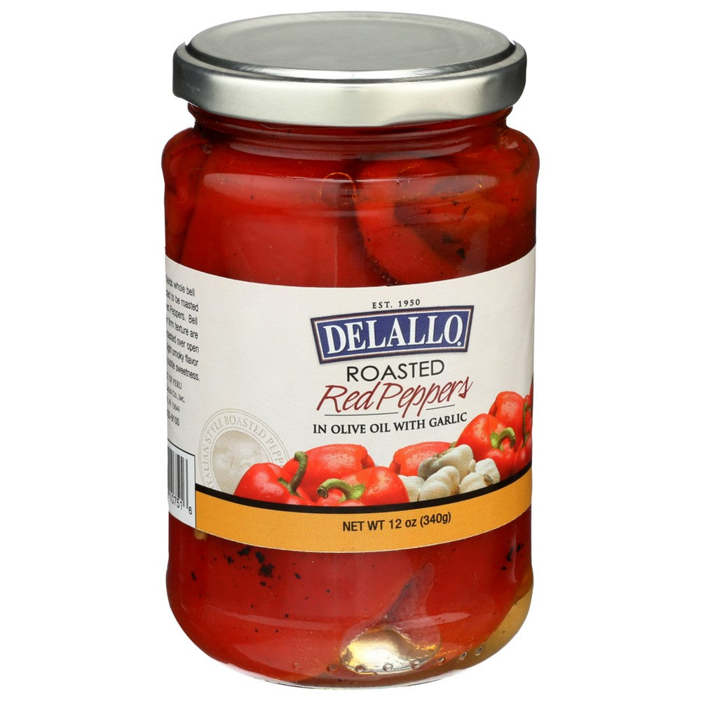 Delallo Pepper Red Roasted Garlic - 12 Ounce, Case of 12