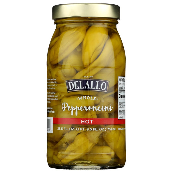 Delallo® 20136,  Hot Pepperoncini 25.5 Fluid Ounce,  Case of 6