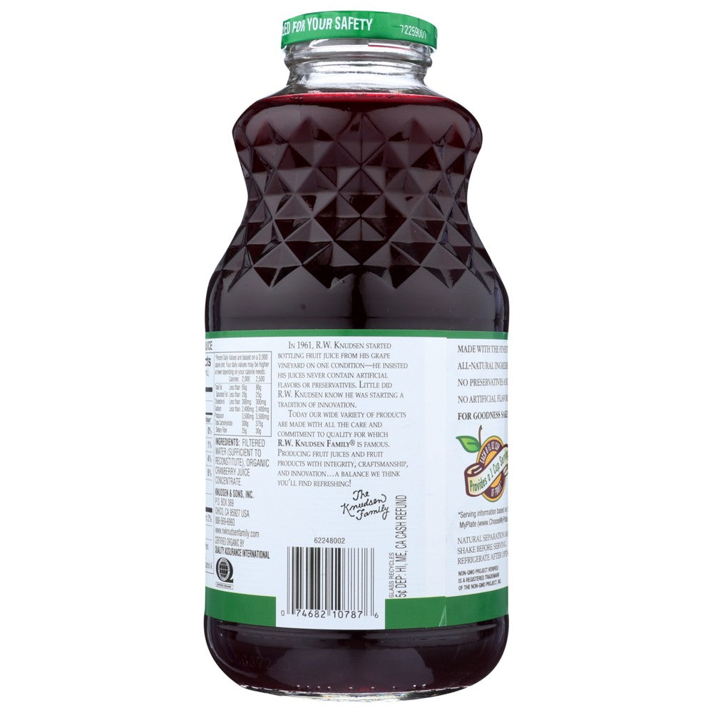 Knudsen Juice Just Cranbry Organic - 32 Fluid Ounce, Case of 6