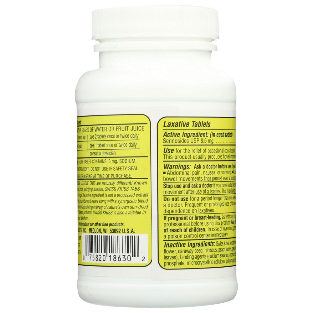 Swiss Kriss Laxative Hrbl - 250 Tablet, Case of 3